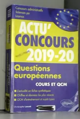 Couverture du produit · Questions européennes 2019-2020 - Cours et QCM