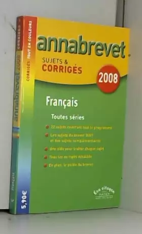 Couverture du produit · Français Brevet toutes séries : Sujets et corrigés