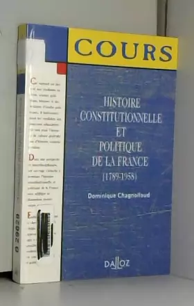 Couverture du produit · Histoire constitutionnelle et politique de la France, 1789-1946