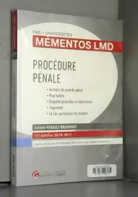 Couverture du produit · Mémentos LMD - Procédure pénale 2016-2017
