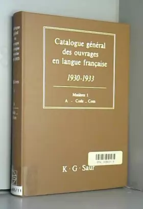 Couverture du produit · Catalogue Général des Ouvrages en Langue Française 1930-1933: Matières