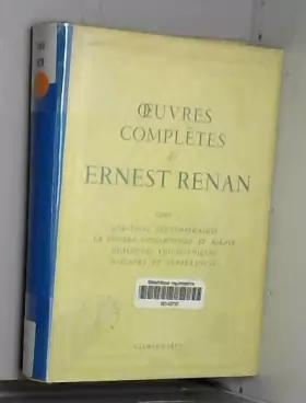 Couverture du produit · OEUVRES COMPLETES DE ERNEST RENAN. TOME 1
