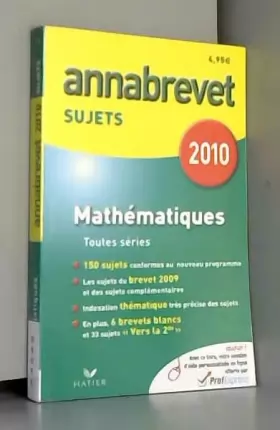 Couverture du produit · Mathématiques : Annabrevet Sujets 2010