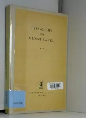 Couverture du produit · Festschrift für Ernst Rabel.