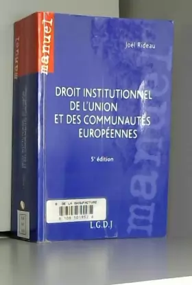Couverture du produit · Droit institutionnel de l'Union et des communautés européennes