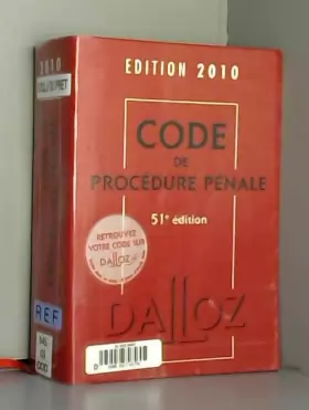 Couverture du produit · Code de procédure pénale