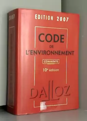 Couverture du produit · Code de l'environnement 2007