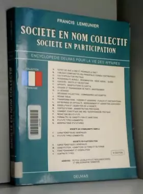 Couverture du produit · SOCIETE EN NOM COLLECTIF. Société en participation, 9ème édition 1993