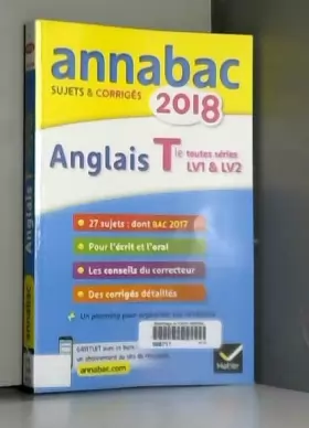 Couverture du produit · Annales Annabac 2018 Anglais Tle LV1 et LV2: sujets et corrigés du bac Terminale toutes séries