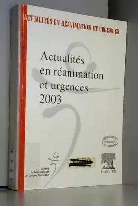 Couverture du produit · Actualités en Réanimation et Urgences 2003