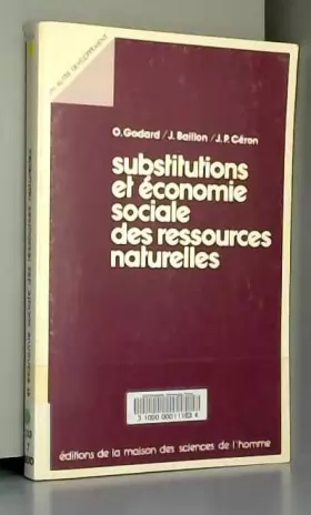 Couverture du produit · Substitutions et économie sociale des ressources naturelles