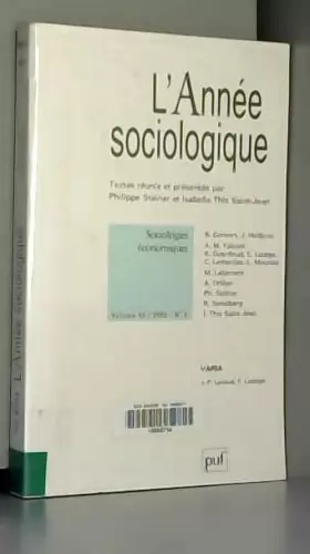Couverture du produit · Annee Sociologique Vol55 N 2 2005 Sociologies Economiques