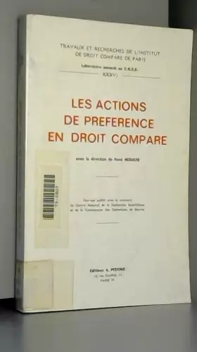 Couverture du produit · Les Actions de préférence en droit comparé (Travaux et recherches de l'Institut de droit comparé de Paris)