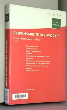 Couverture du produit · Responsabilité des avocats - 3e ed.: Civile - Disciplinaire - Pénale