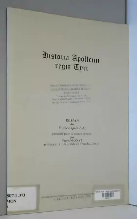 Couverture du produit · Historia Apollonii regis Tyri : Roman du Ve siècle après J.-C