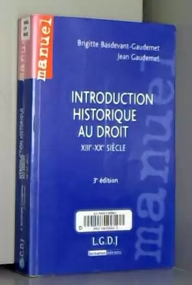 Couverture du produit · Introduction historique au droit : XIIIème-XXème siècles, 3ème édition