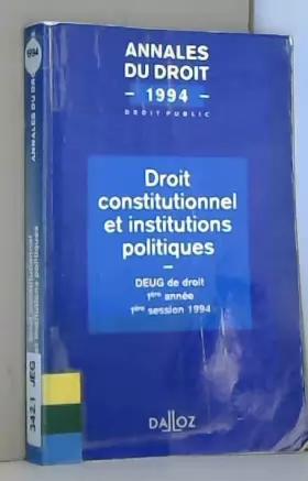 Couverture du produit · Droit constitutionnel et institutions politiques 1994
