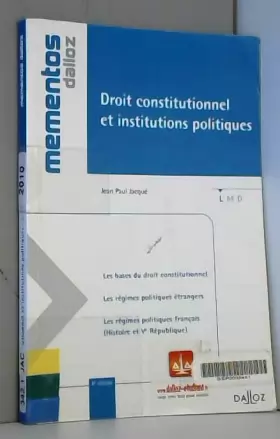 Couverture du produit · Droit constitutionnel et institutions politiques 2010