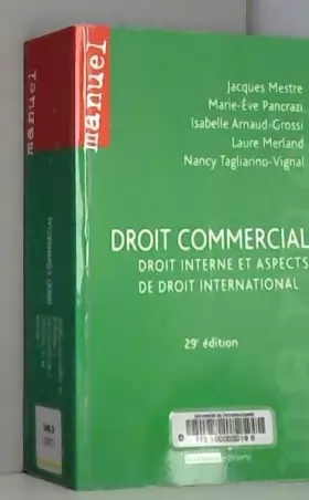 Couverture du produit · Droit commercial : Droit interne et aspects de droit international