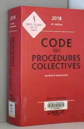 Couverture du produit · Code des procédures collectives 2018, annoté et commenté - 16e éd.