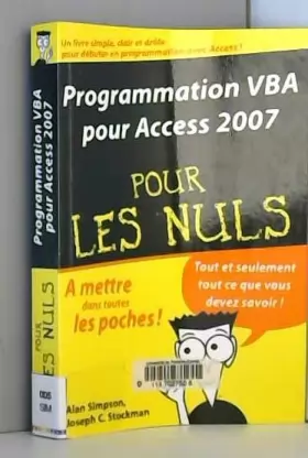 Couverture du produit · Programmation VBA pour Access 2007 Poche pour les nuls