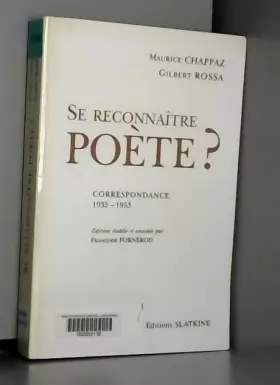 Couverture du produit · Se reconnaître poète ? : Correspondance 1935-1953