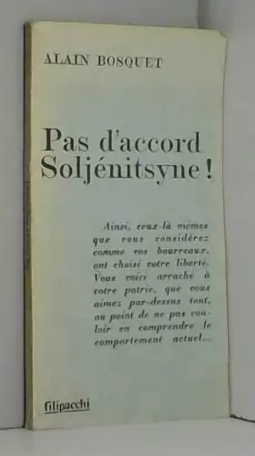 Couverture du produit · Pas d'accord soljenitsyne !