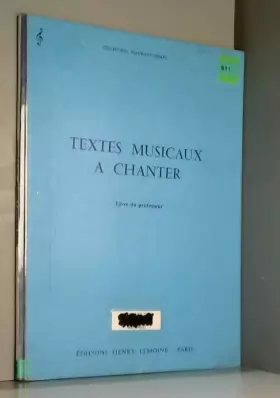 Couverture du produit · Textes musicaux a chanter: Livre du Professeur