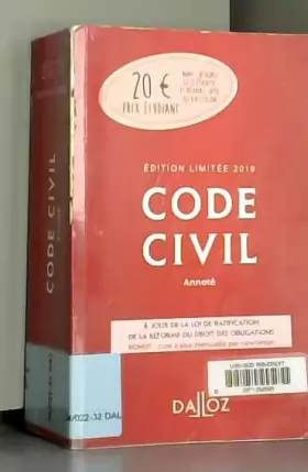 Couverture du produit · Code civil 2019 annoté. Édition limitée - 118e éd.