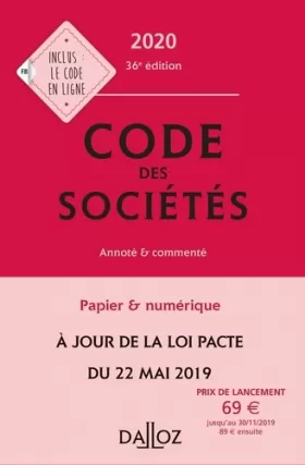 Couverture du produit · Code des sociétés 2020, annoté et commenté - 36e ed.