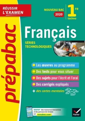 Couverture du produit · Français 1re technologique Bac 2020: inclus oeuvres au programme 2019-2020