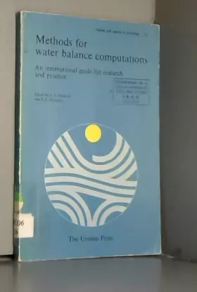 Couverture du produit · Methods for Water Balance Computations: International Guide for Research and Practice