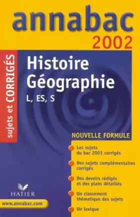 Couverture du produit · Histoire - Géographie : L, ES, S (sujets et corrigés)