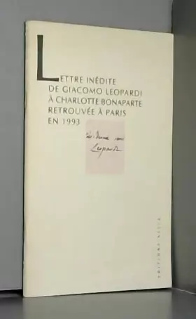 Couverture du produit · Lettre inédite de Giacomo Léonardi à Charlotte Bonaparte, retrouvée à Paris en 1993