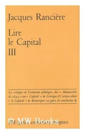 Couverture du produit · Lire le Capital III / Jacques Ranciere