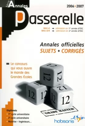 Couverture du produit · Annales Passerelle ESC Concours 2006 : Sujets et corrigés