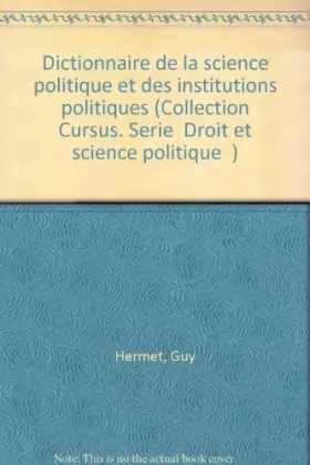 Couverture du produit · Dictionnaire de la science politique et des institutions politiques