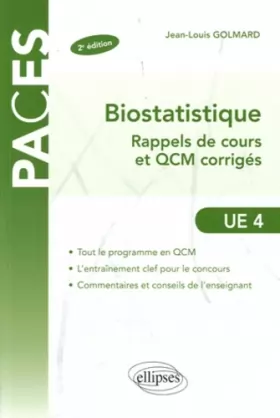 Couverture du produit · Biostatistique Rappels de Cours & Exercices Corrigés Ue4