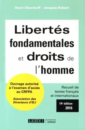 Couverture du produit · Libertés fondamentales et droits de l'Homme: Textes français et internationaux