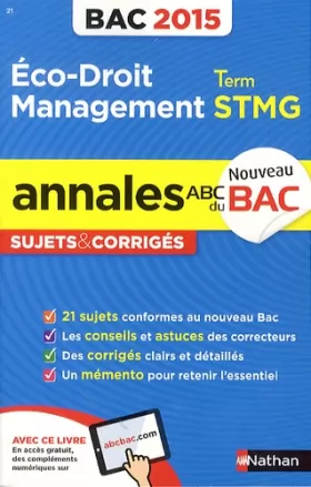 Couverture du produit · Annales ABC du BAC 2015 Eco - Droit - Management Term STMG