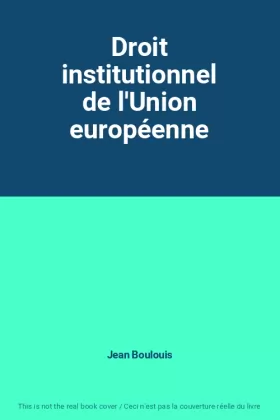 Couverture du produit · Droit institutionnel de l'Union européenne