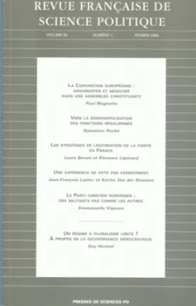 Couverture du produit · Revue française de science politique, volume 54, tome 1 - Février 2004