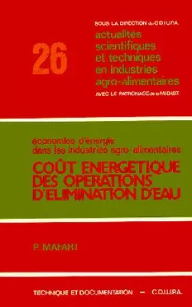 Coût énergétique des opérations d'élimination d'eau - Mafart