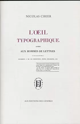Couverture du produit · L'oeil typographique offert aux hommes de lettres