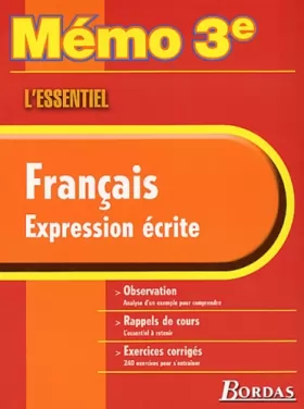 Couverture du produit · MEMO ESSENTIEL EXPRESSION ECRITE 3E    (Ancienne Edition)