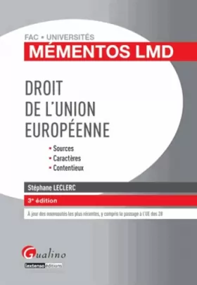 Couverture du produit · Mémentos LMD Droit de l'union européenne, 3ème édition