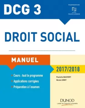 Couverture du produit · DCG 3 - Droit social 2017/2018 - 11e éd. - Manuel: Manuel (2017-2018)