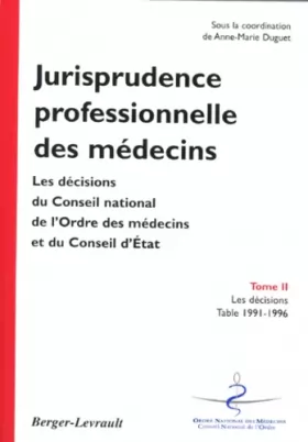 Couverture du produit · Jurisprudence professionnelle des médecins, tome 2