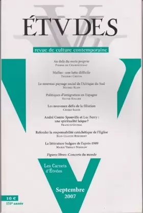 Couverture du produit · Études revue de culture contemporaine, les Carnets d’Études septembre 2007