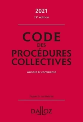 Couverture du produit · Code des procédures collectives 2021, annoté & commenté